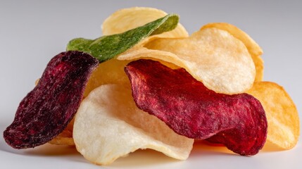 Crispy vegetable rainbow chips, rainbow harmony platter, tantalizing crunch for Lunar New Year, Veggie Day flavor burst