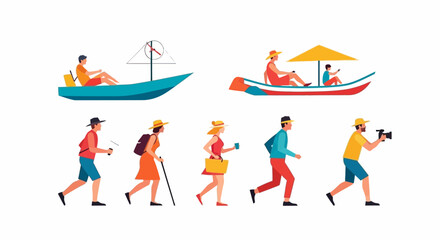 Tourist isolated. Traveling people. Funny Couple of journey. Trip and vacation man and woman.