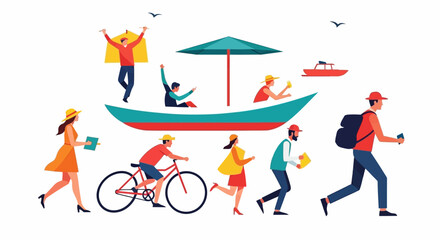 Tourist isolated. Traveling people. Funny Couple of journey. Trip and vacation man and woman.