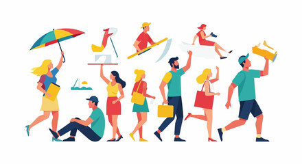 Tourist isolated. Traveling people. Funny Couple of journey. Trip and vacation man and woman.