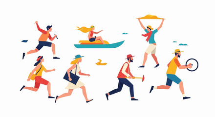 Tourist isolated. Traveling people. Funny Couple of journey. Trip and vacation man and woman.