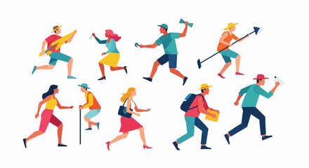 Tourist isolated. Traveling people. Funny Couple of journey. Trip and vacation man and woman.