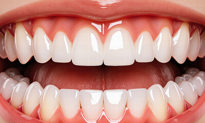 Obraz premium Bright White Smile with Healthy Gums Close-Up View