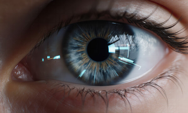 Futuristic Eye with Digital Interface Overlay