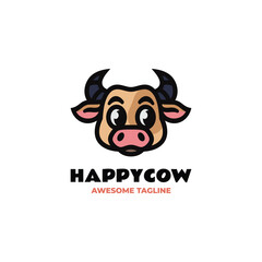 Mascot Modern Cow Logo Design