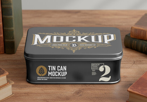 Rectangular Tin Can Mockup
