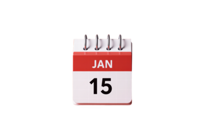 January 15th Desktop Calendar on Red Background