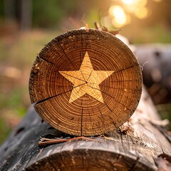 Star cut into tree trunk