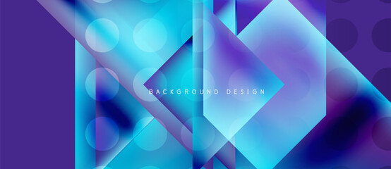 Obraz premium Abstract geometric design. Vibrant blue, purple hues blend. Modern background with glowing shapes, lines create dynamic effect.