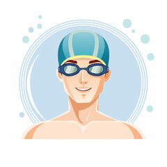 Close-up of swimmer &mdash; flat vector illustration