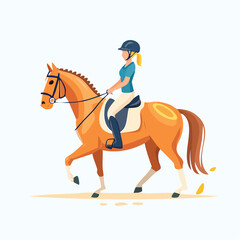 Equestrian sport &mdash; lady riding horse &mdash; flat vector illustration
