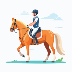 Female rider on horse &mdash; flat vector illustration