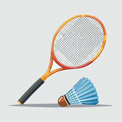Badminton racket and shuttlecock &mdash; flat vector illustration