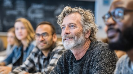 Diverse Adult Students Learning Together in Classroom Setting