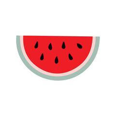 Bright red slice of watermelon with seeds
