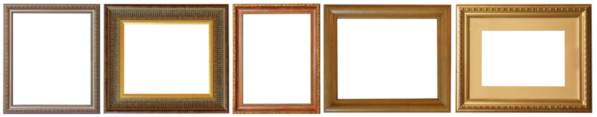 picture frames isolated on white background set antique gilded gold