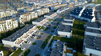 Modern area houses streets townhouse nature city