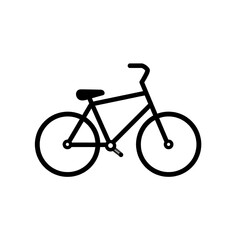 Silhouette depiction of a bicycle, showcasing a sleek frame, two circular wheels, and handlebars against a stark black background.