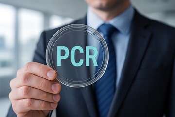 Professional hand displays a luminous Put-Call Ratio (PCR) indicator, offering dynamic market sentiment insights for strategic investment decisions