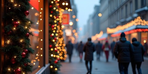 Obraz premium Christmas decorations warm winter city street