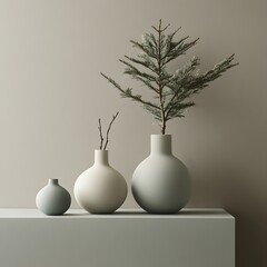 Three Elegant Vases with Greenery Home Decor