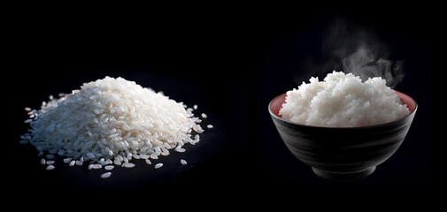 精米と炊きあがったご飯