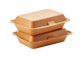 Two eco-friendly takeaway containers stacked together, suitable for food delivery, meal prep, or environmentally conscious packaging themes.
