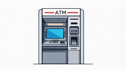 A front-facing, simplified illustration of an automated teller machine, showcasing its key features