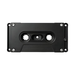 Fototapeta premium Isolated black cassette tape against transparent background