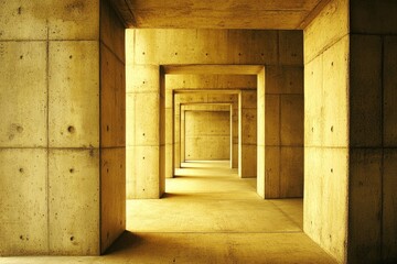 Obraz premium Concrete tunnel with repeating rectangular frames