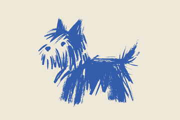 Terrier dog brush sketch minimal line drawing vector illustration