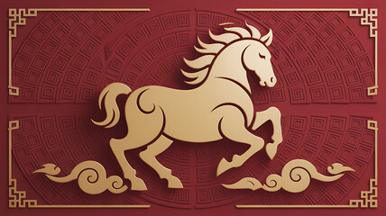 Golden horse silhouette celebrating chinese new year traditions and zodiac symbolism