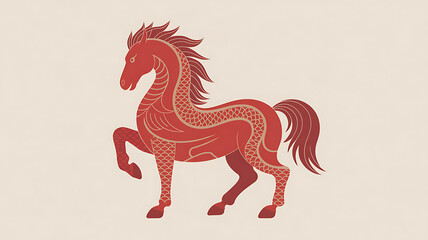 Vibrant red horse symbolizing good fortune and prosperity in chinese new year celebration