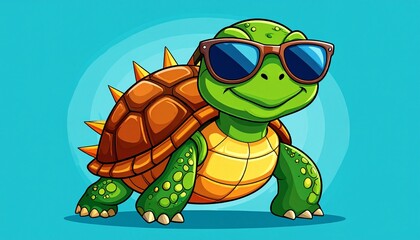 Tough Turtle with Spiky Shell. A humorous illustration of a turtle that looks like a classic cartoon tough guy.

