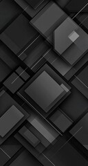 Dark geometric shapes overlap, creating depth and texture