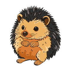 Adorable cartoon hedgehog with a friendly expression on a white background