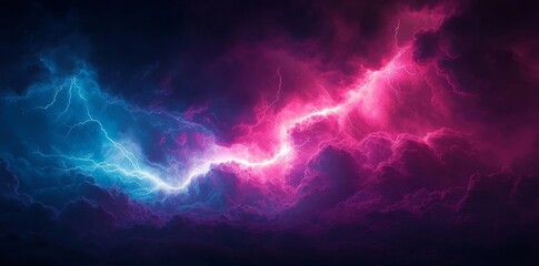 Fototapeta premium An abstract representation of lightning energy bursting with vibrant neon colors suits modern design