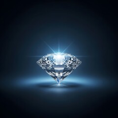 A brilliant diamond sparkling under a soft blue light, showcasing its clarity and cut against a dark background