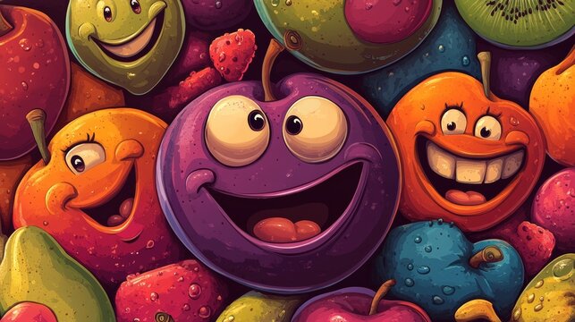 Seamless fabric design showcasing a colorful cartoon pattern of retro mascots