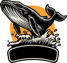 Aggressive Humpback Whale Jumping Mascot Illustration