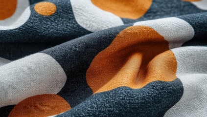 Curvy circles fabric, dark gray, orange, & cream palette