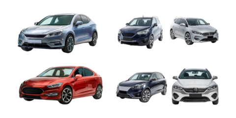 Modern Sedan and SUV Car Collection, PNG collection, set bundle, isolate on transparent or white background