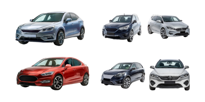 Modern Sedan and SUV Car Collection, PNG collection, set bundle, isolate on transparent or white background