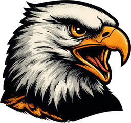 Fierce Bald Eagle Head Screaming Mascot Logo


