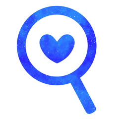 青い星空｜ハートマークの虫眼鏡