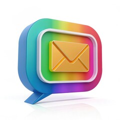 3D rainbow envelope with new message icon.

