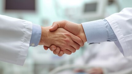 Doctors Shaking Hands in Hospital – Symbol of Medical Collaboration and Professional Unity