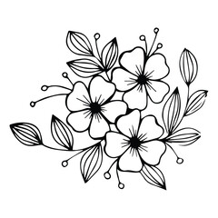 Fototapeta premium Vintage Blooming Floral Outline Decoration Art