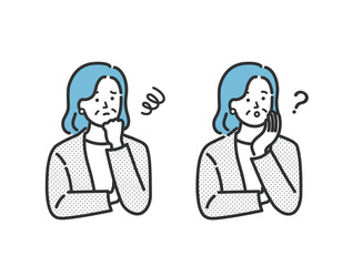 ミドル　シニア　ビジネス 女性の悩みアイコンイラスト素材