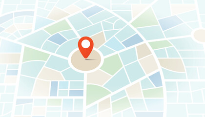 Custom city navigation simple map top view with location pin